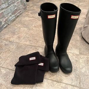 Tall Matte Black Hunter Boots